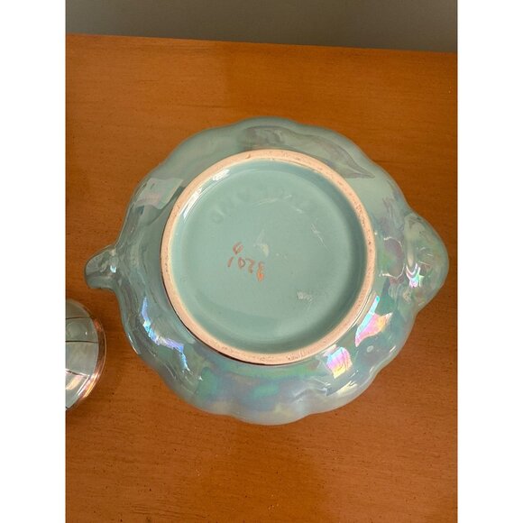 Vintage Iridescent Glossy Teapot With Gold Accents & Lid GIFT - Picture 6 of 8